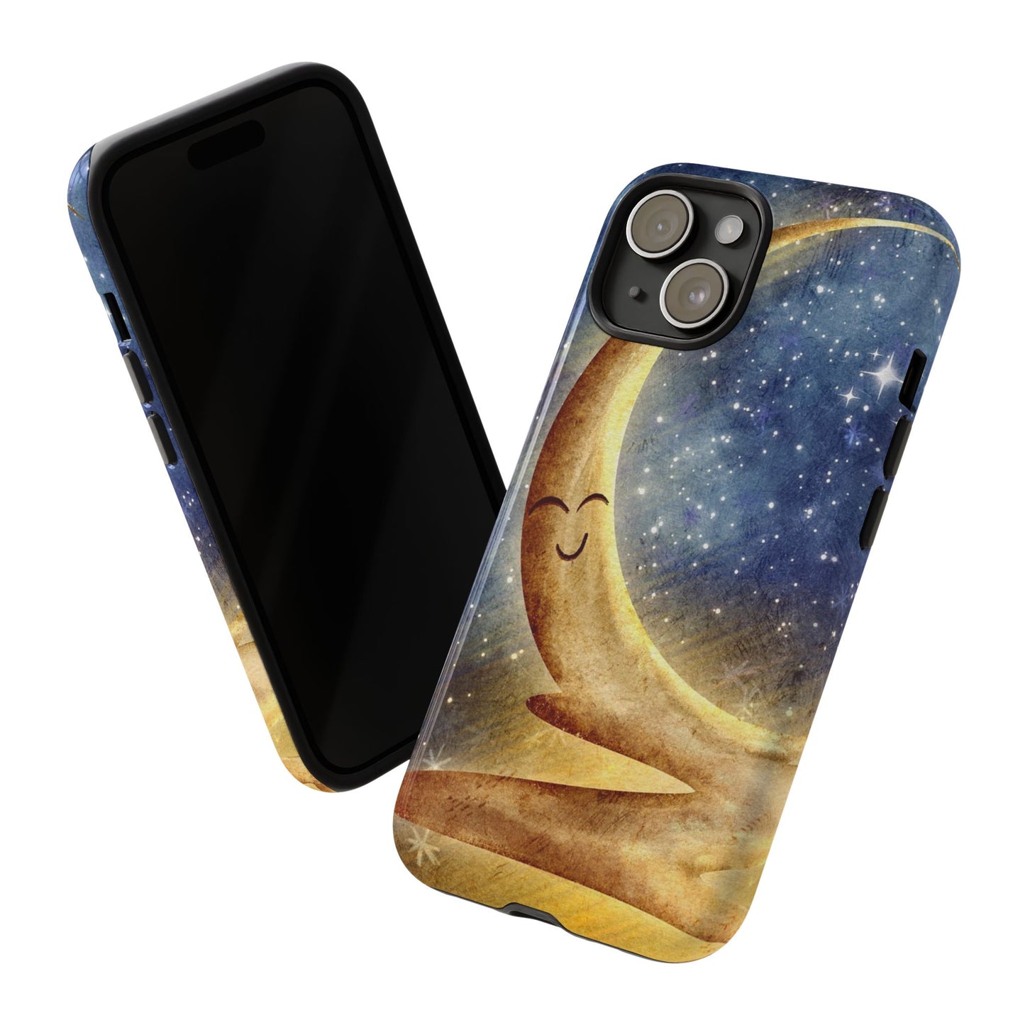 Moonlit Smile Phone Case — Starry Night Crescent Moon iPhone Cover