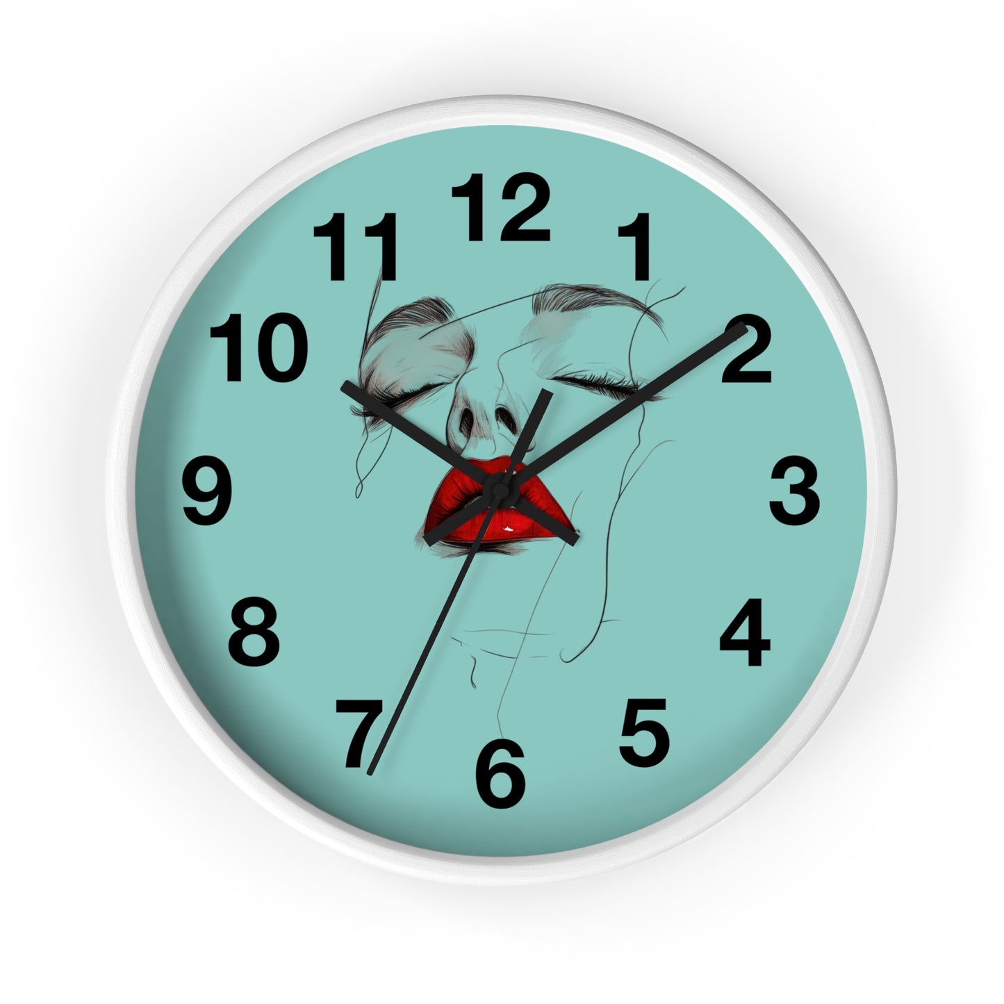 Modern Art Wall Clock - Abstract Lips Design, Home Decor, Gift for Her, Unique Wall Decor, Feminine Artwork, Stylish Timepiece