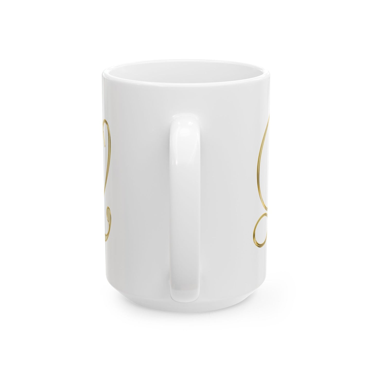 Gold Script Love Ceramic Mug — Elegant Valentine's Day Coffee Cup (11oz, 15oz)