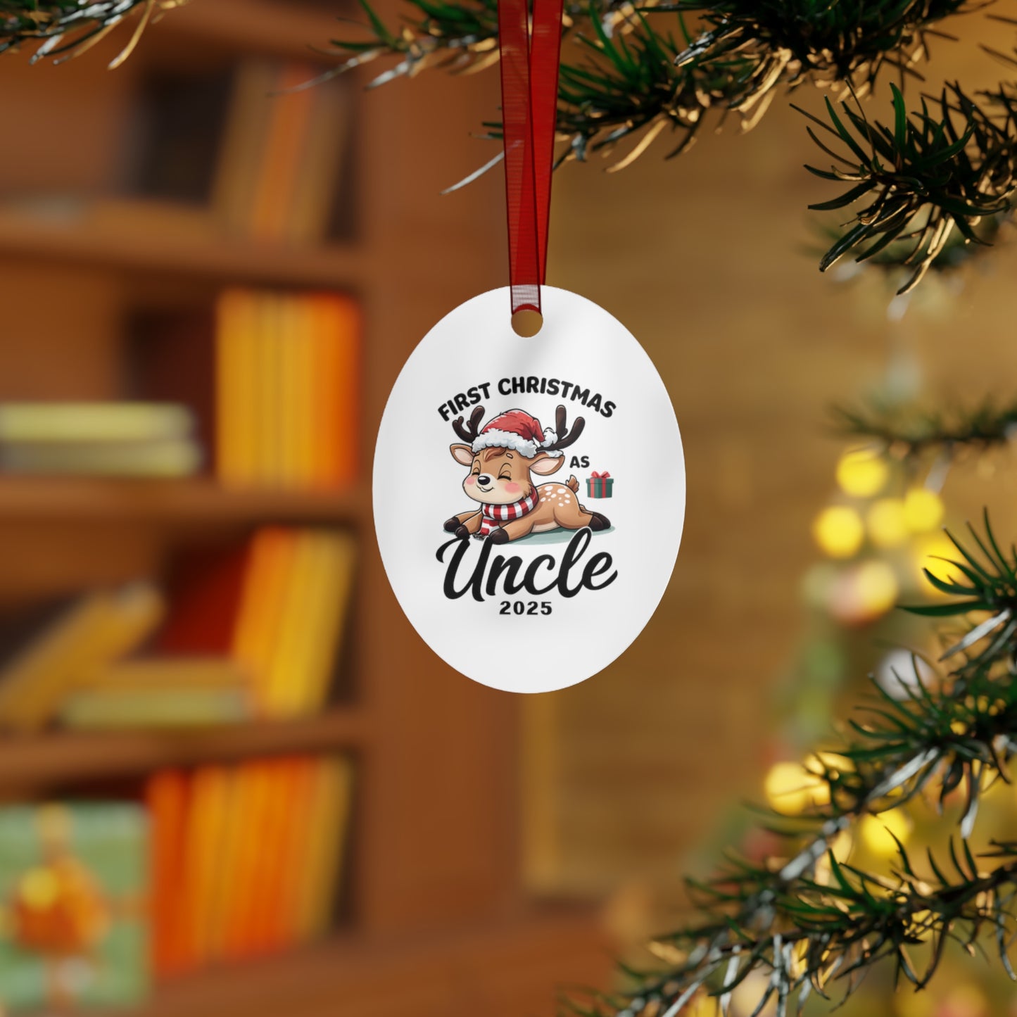 Personalized Holiday Ornaments, First Christmas as Uncle 2025, Metal Tree Decorations, Keepsake Gifts, Family Celebrations, Customized Gifts