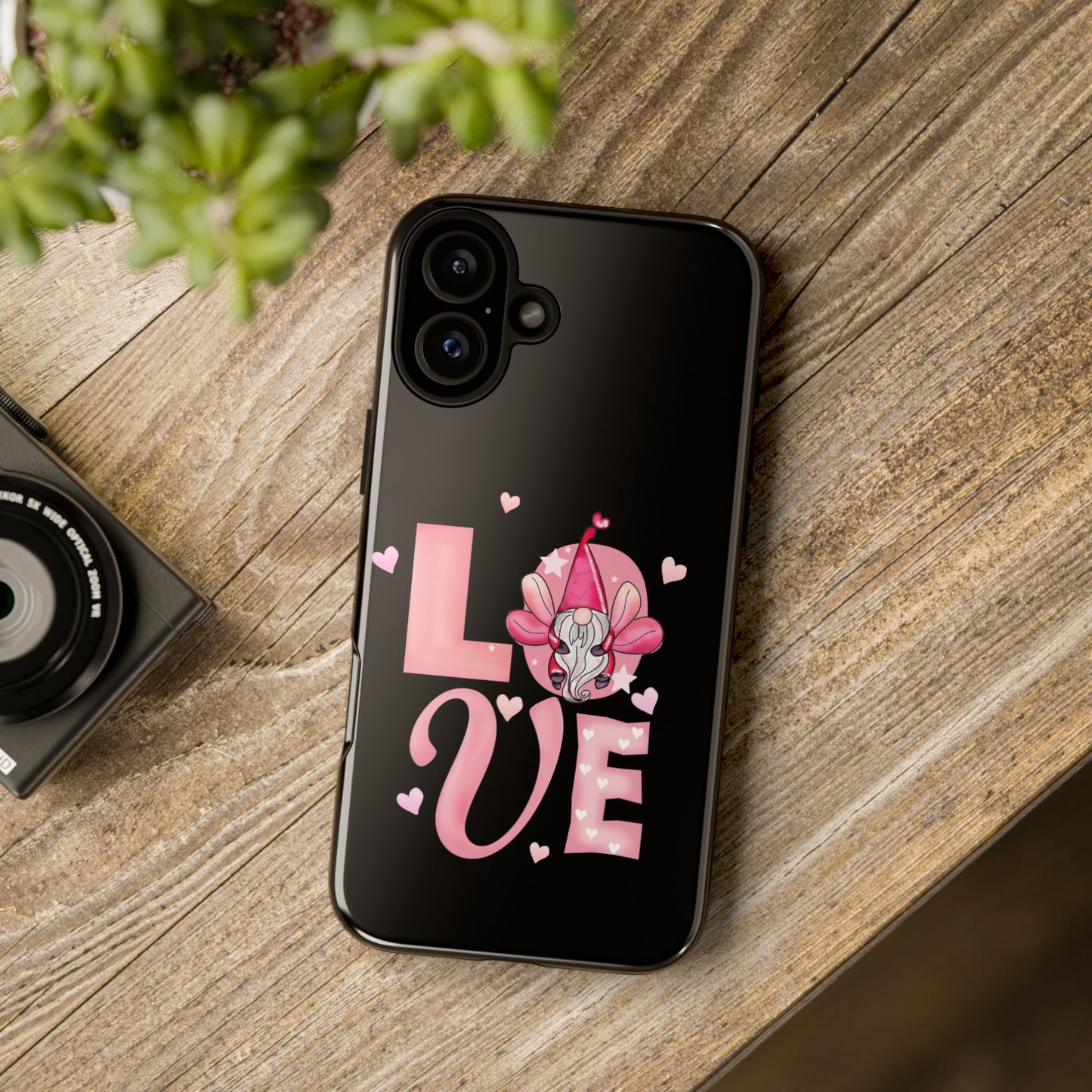 Love Gnome Phone Case — Cute Pink Heart Valentines Protective Case