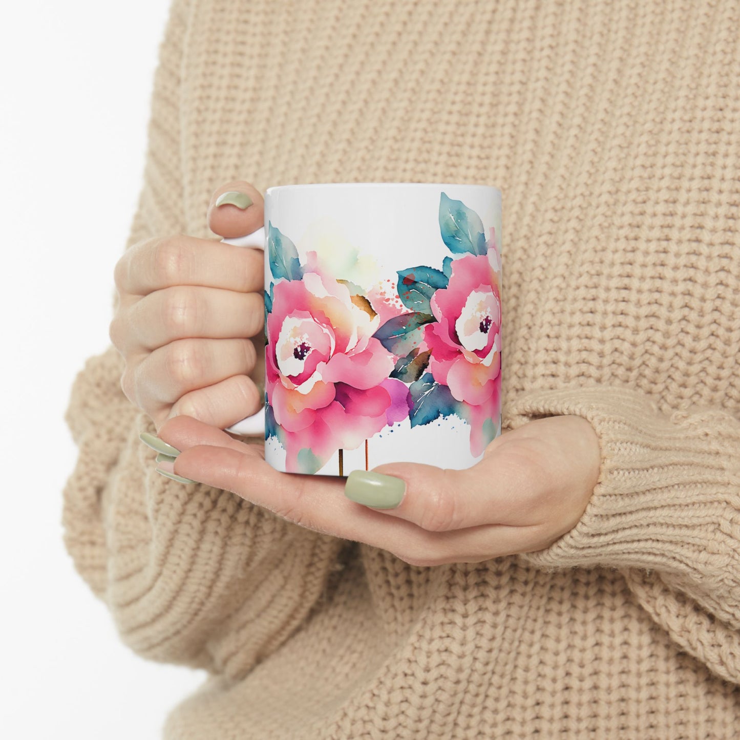 Floral Ceramic Mug - Elegant Design for Tea and Coffee Lovers