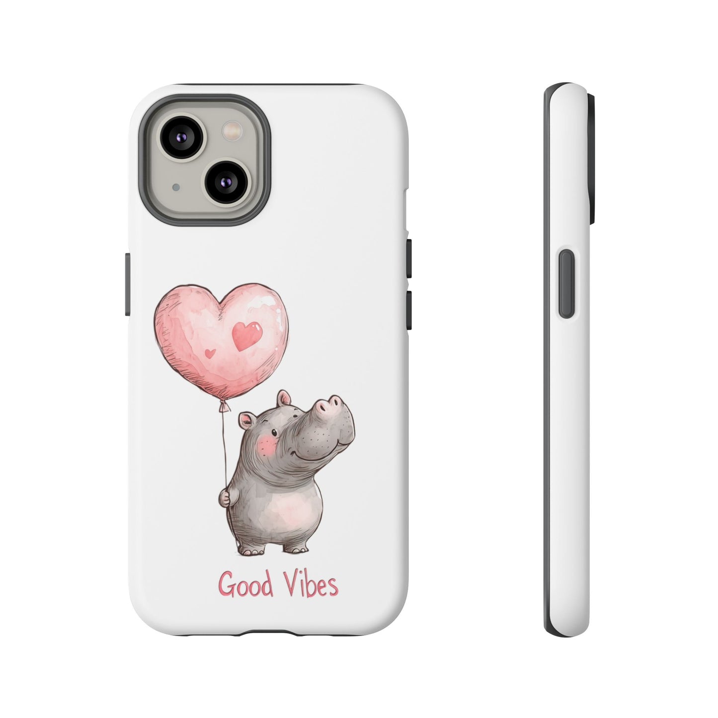 Cute Hippo Phone Case - Good Vibes Design, Animal Lover Gift, Fun Accessory, Birthday Present, Phone Accessories