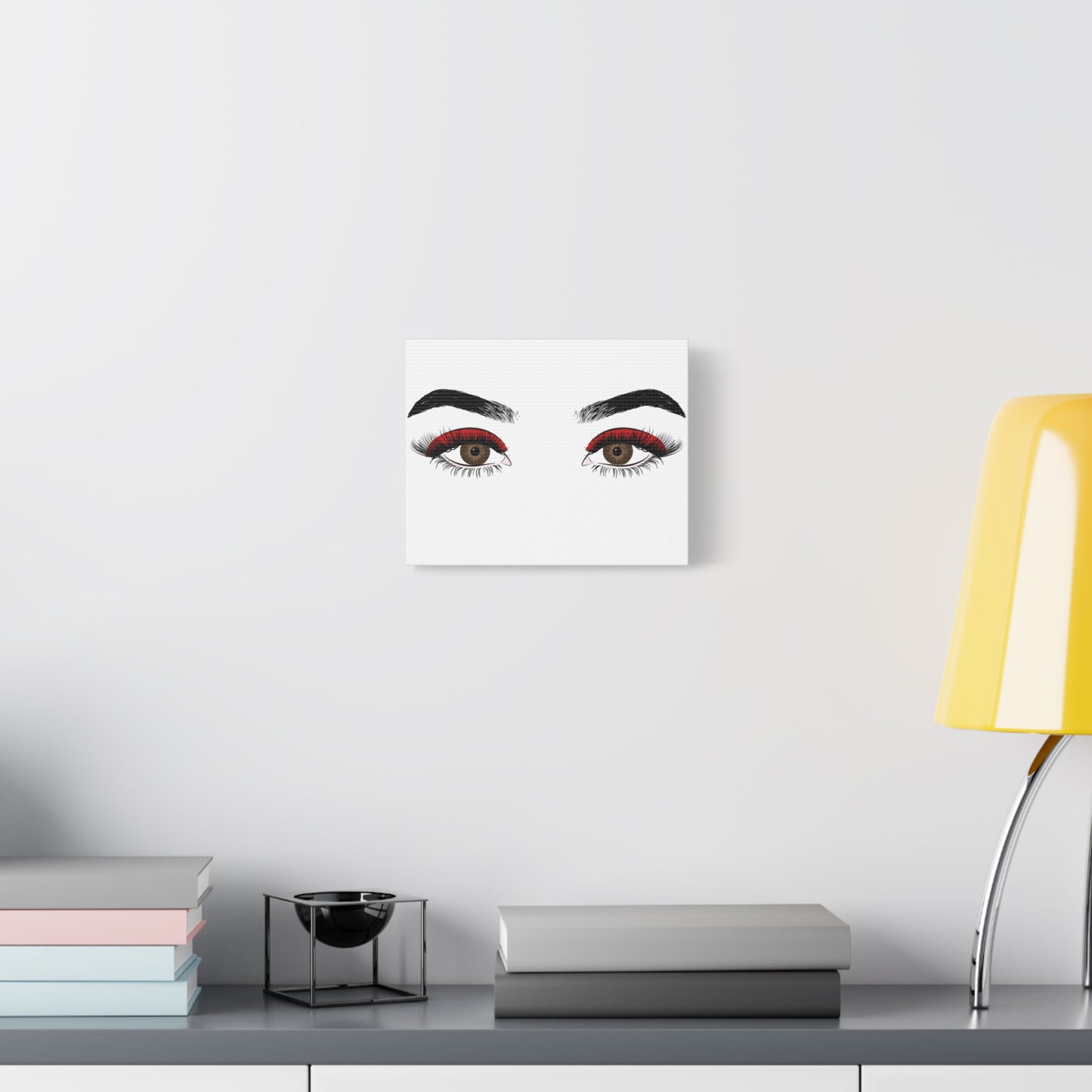 Red Lashes Wall Art Canvas — Glam Eyes Makeup Decor
