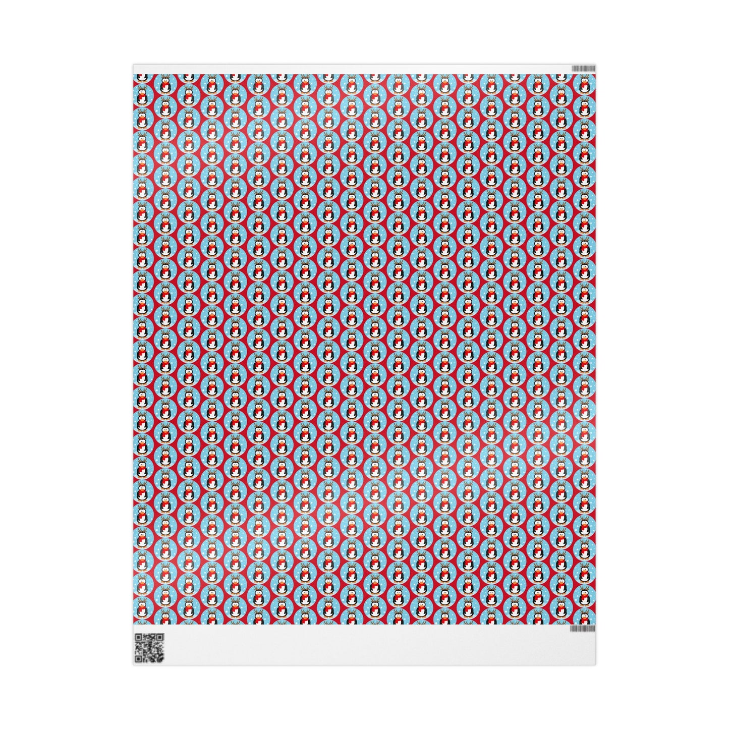 Wrapping Paper Roll — Festive Penguin Pattern Holiday Gift Wrap