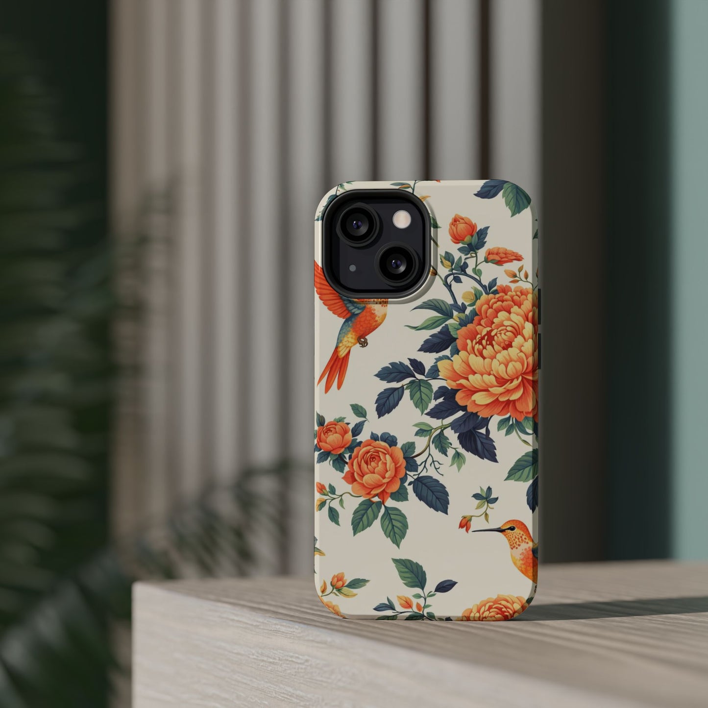 Floral Hummingbird Magnetic Phone Case — Impact-Resistant Protective Cover