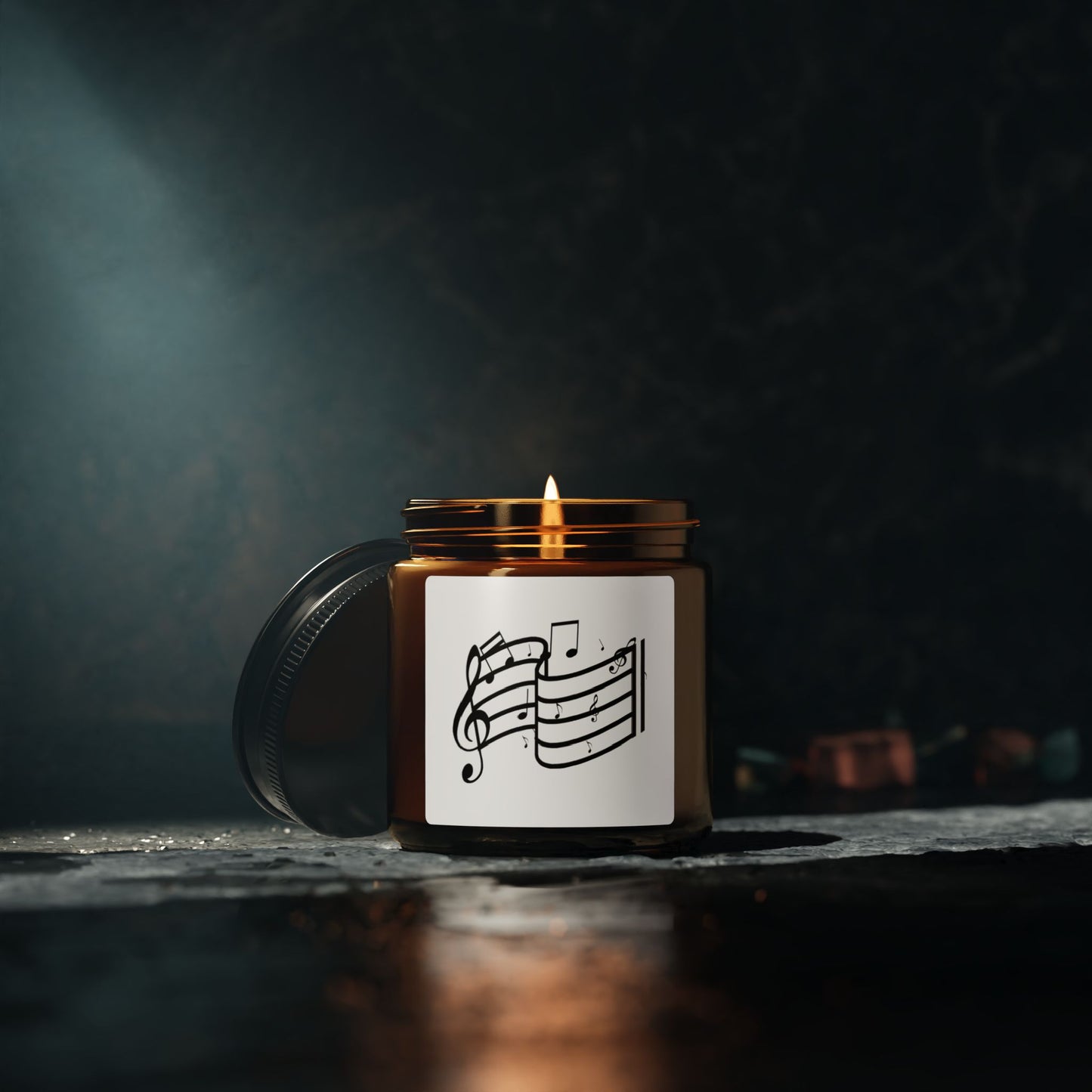 Musical Notes Soy Candle — Amber Jar Scented Candle for Music Lovers