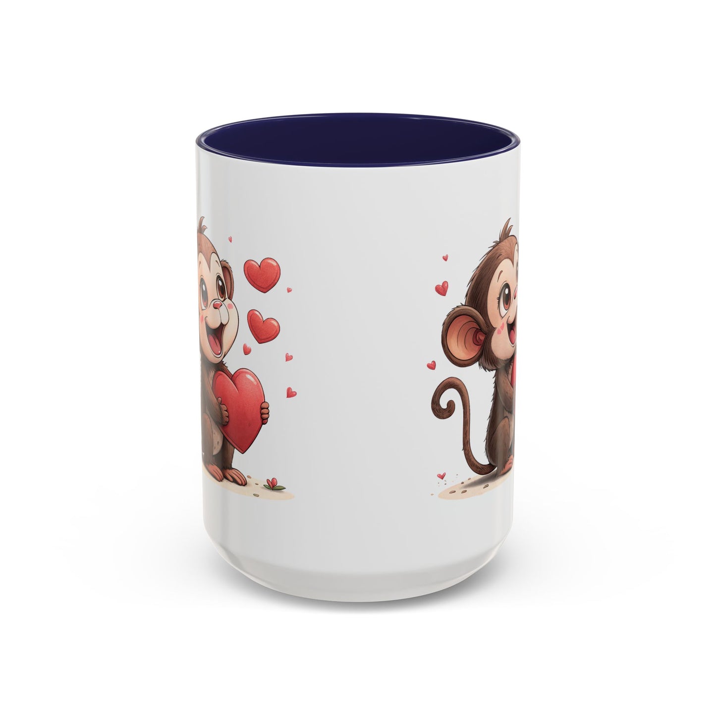 Cute Monkey Love Coffee Mug, Valentine's Gift, Animal Lover's Mug, Heartfelt Coffee Cup, Fun Kitchen Decor