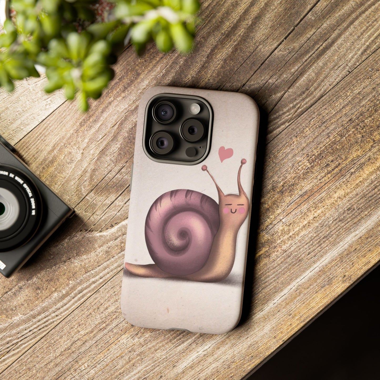 Cute Snail Phone Case — Pink Heart Cartoon Protective iPhone Cover