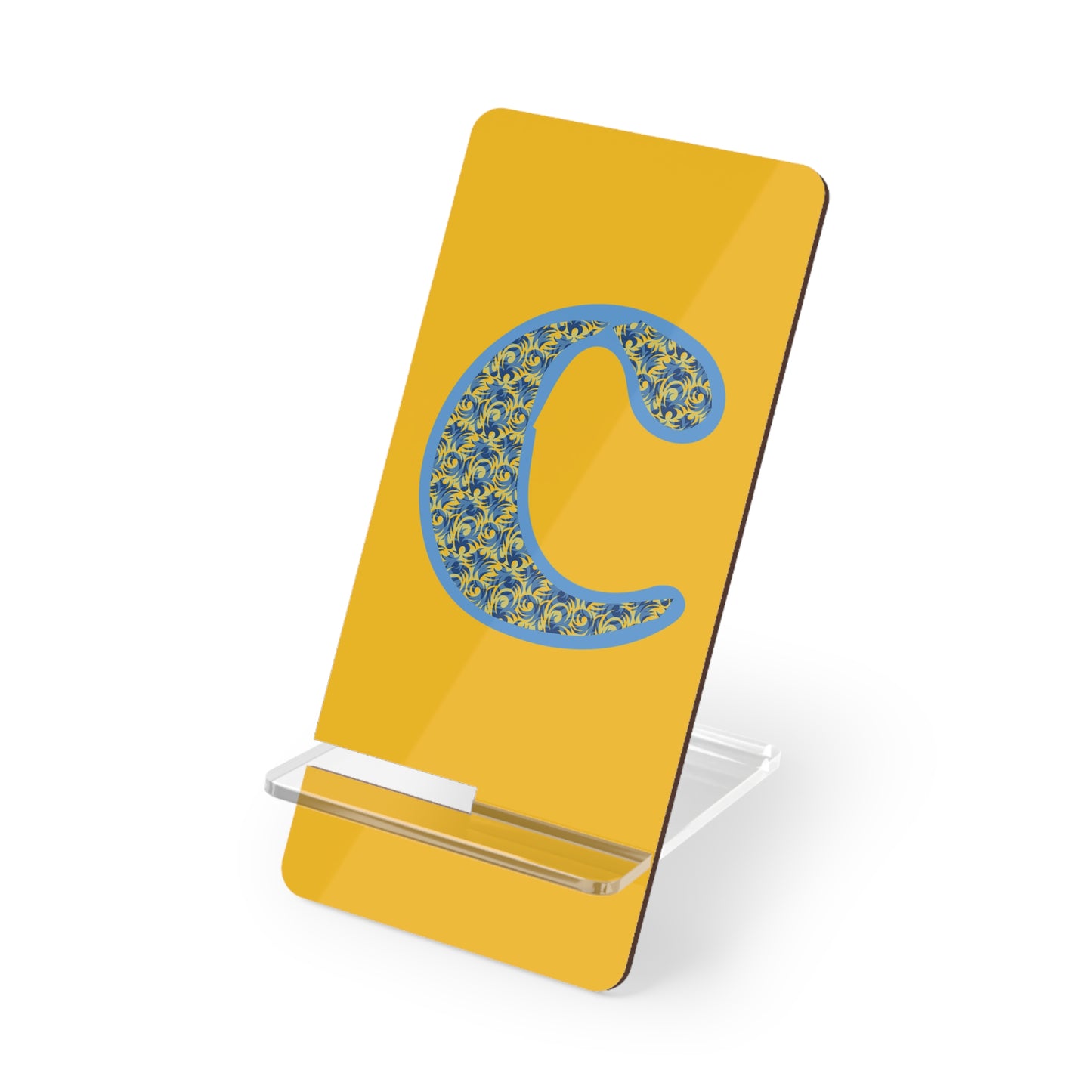 Monogram C Phone Stand — Yellow Floral 'C' Mobile Display Holder