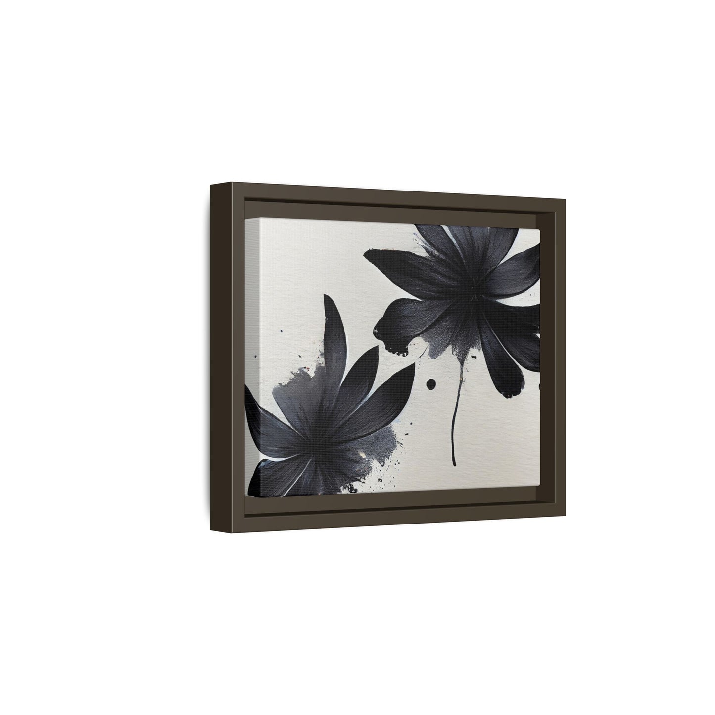 Framed Black Floral Matte Canvas Wall Art — Monochrome Botanical Print