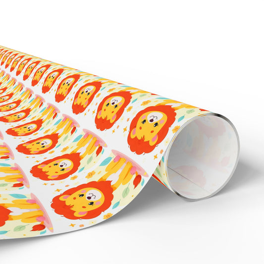 Wrapping Paper — Cute Cartoon Lion Pattern Gift Wrap (Bright Kids Birthday)