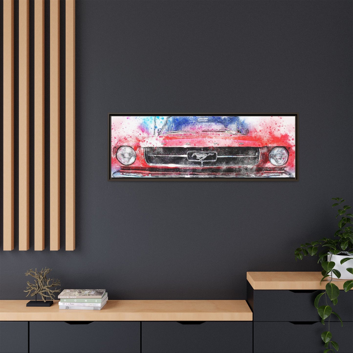 Matte Canvas, Framed Mustang Car