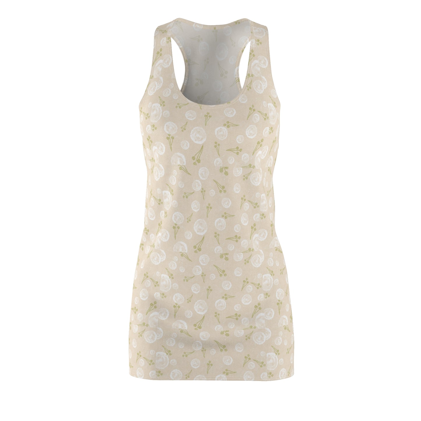Floral Summer Racerback Dress, Casual Wear, Beach Day Outfit, Vacation Dress, Women’s Day Gift, Soft and Breezy Dress