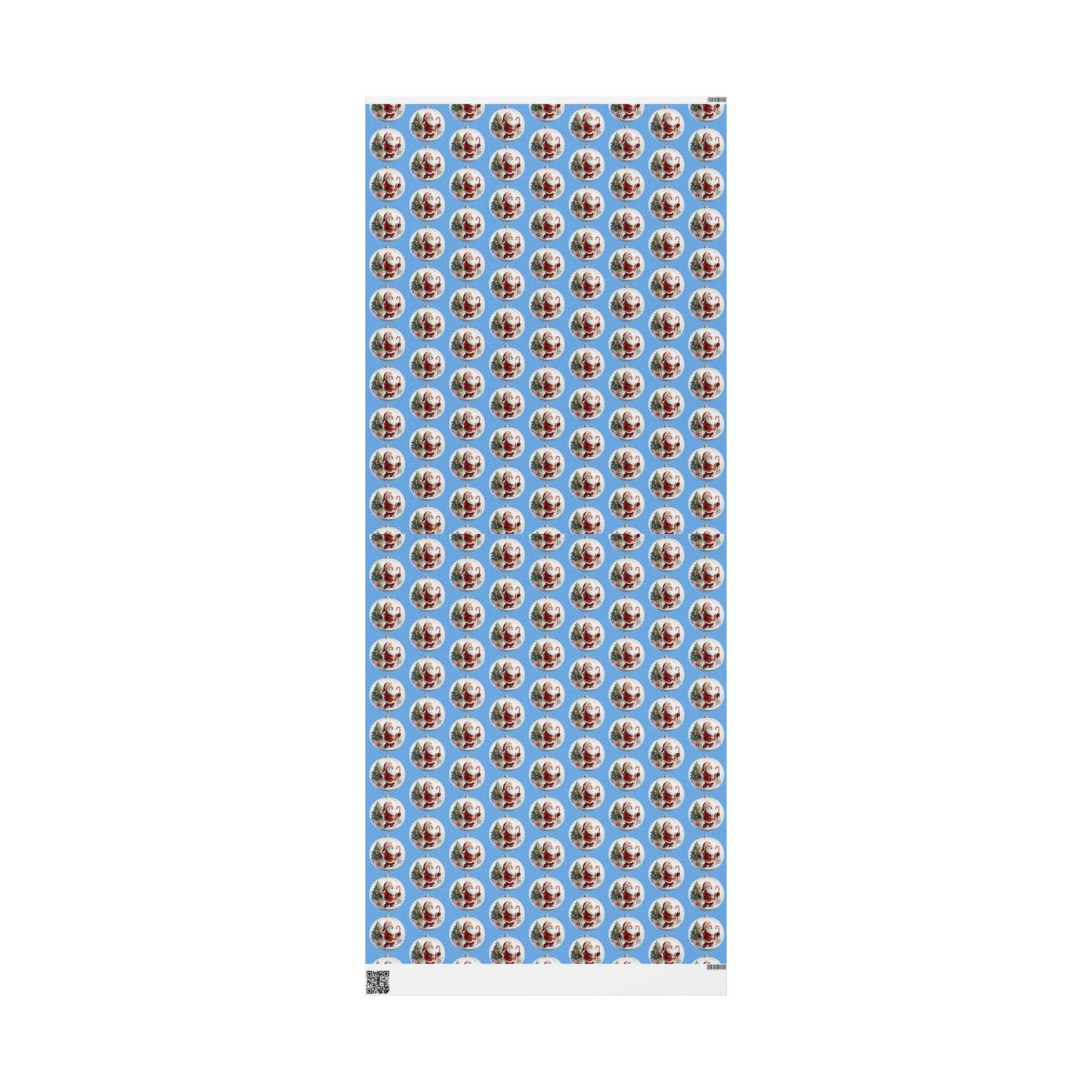 Santa Ornament Pattern Wrapping Paper – Blue Christmas Gift Wrap Roll