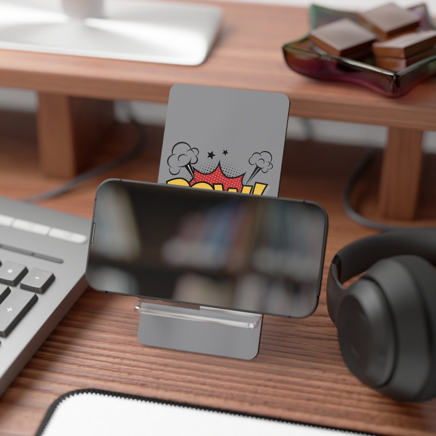 Comic Style Mobile Phone Stand - 'POW!' Smartphone Holder, Desk Organizer, Gift for Students, Funny Home Decor, Office Accessory, [...]