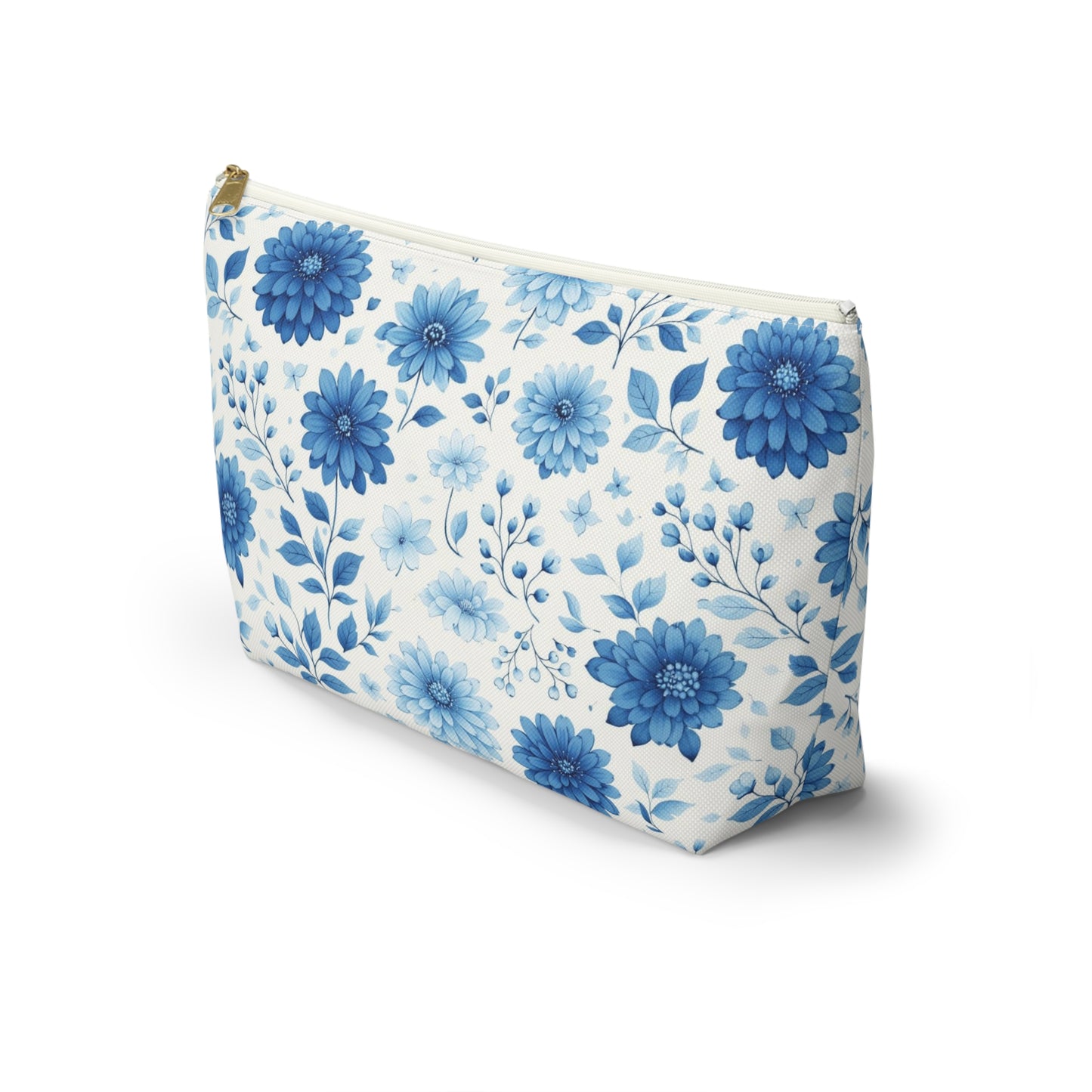 Blue Floral Accessory Pouch — T‑Bottom Makeup & Travel Bag