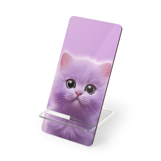 Cute Purple Kitten Phone Stand — Foldable Mobile Display Stand for Smartphones