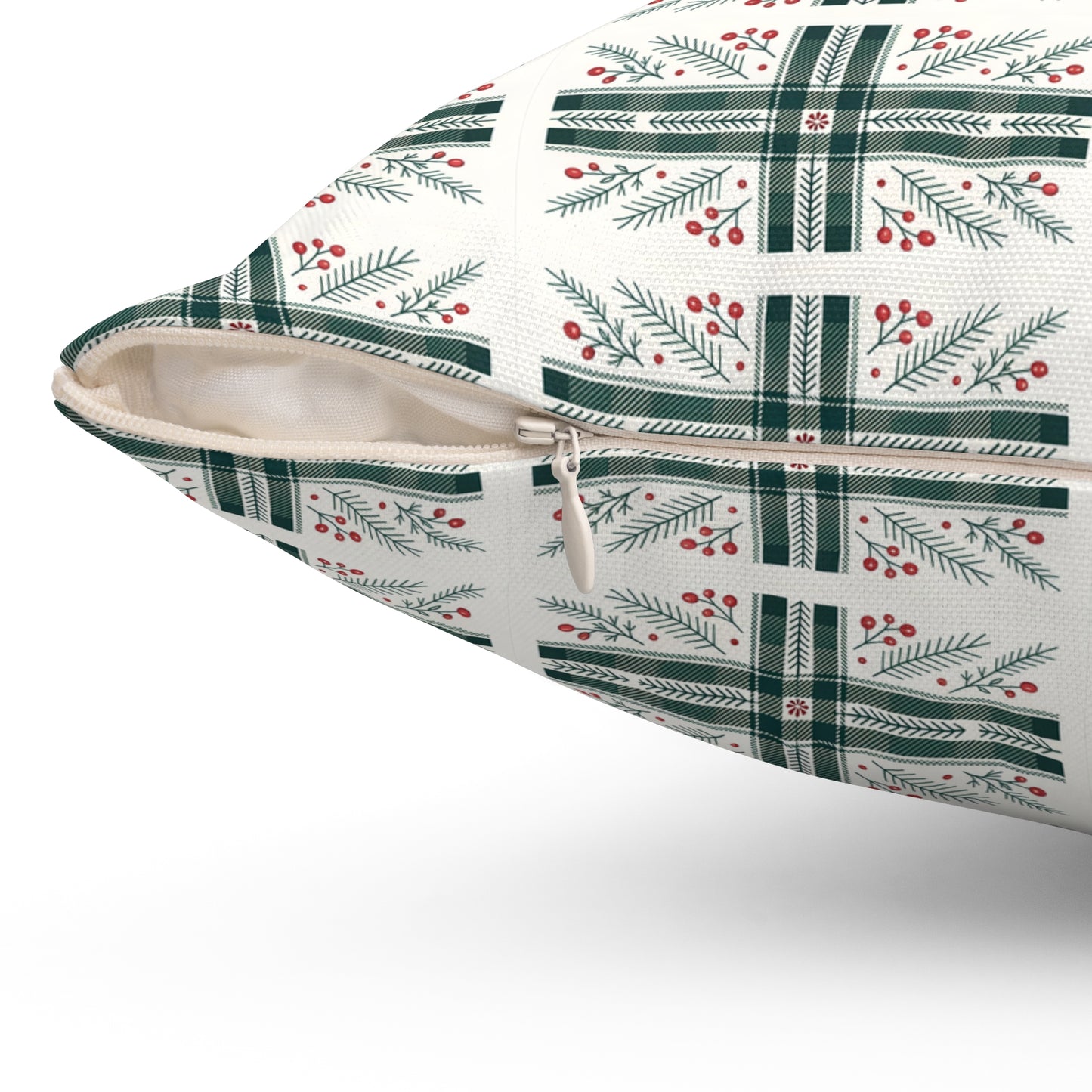 Holiday Plaid Pine & Berry Decorative Pillow