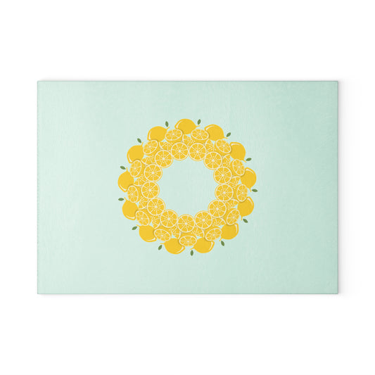 Lemon-Themed Glass Cutting Board | Kitchen Decor, Gift for Chefs, Foodie Present, Summer Cooking, Home & Garden