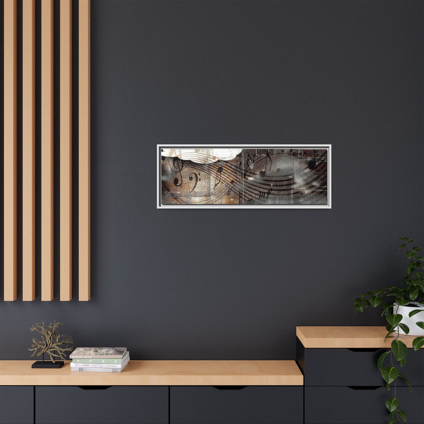 Framed Music Notes Canvas Print — Abstract Vintage Piano & Sheet Music Wall Art