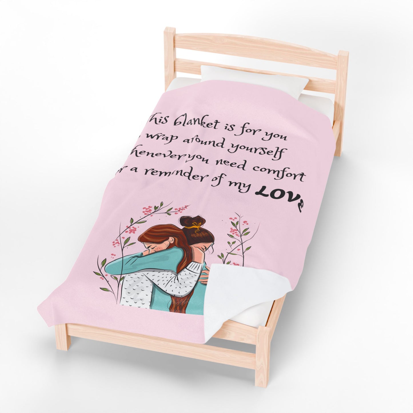 Velveteen Plush Blanket – "This blanket is for you to wrap around yourself" Comfort Throw (Hug Illustration)
