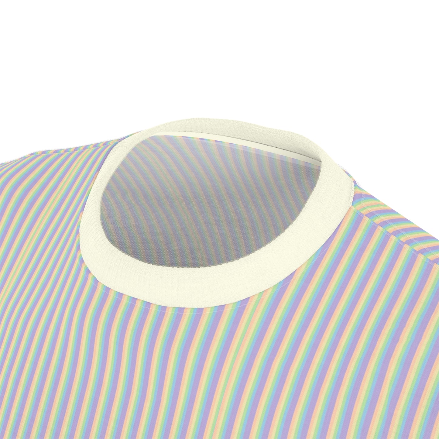 Striped Pastel Tee with Floral Pin Graphic