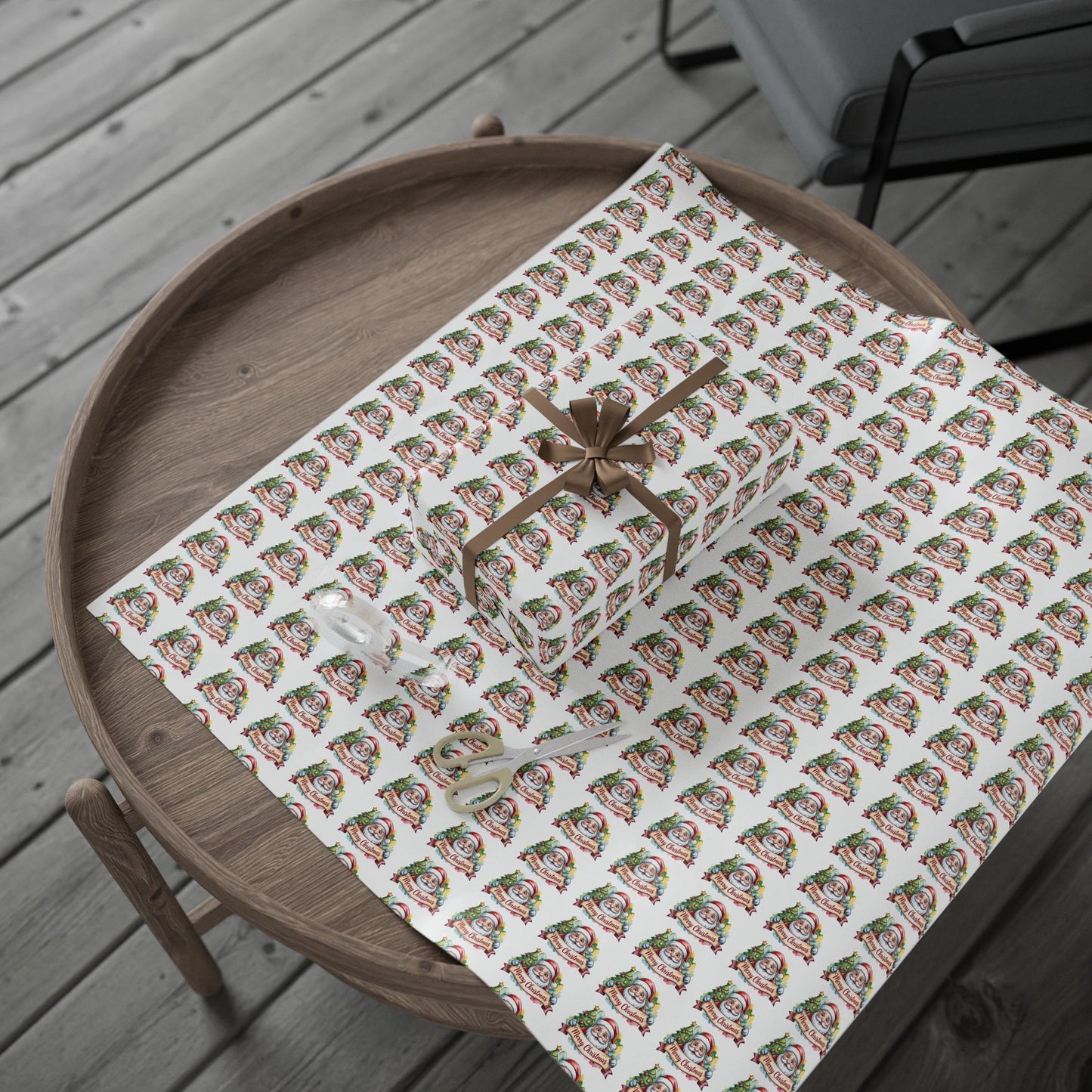 Holiday Santa Emblem Wrapping Paper Roll