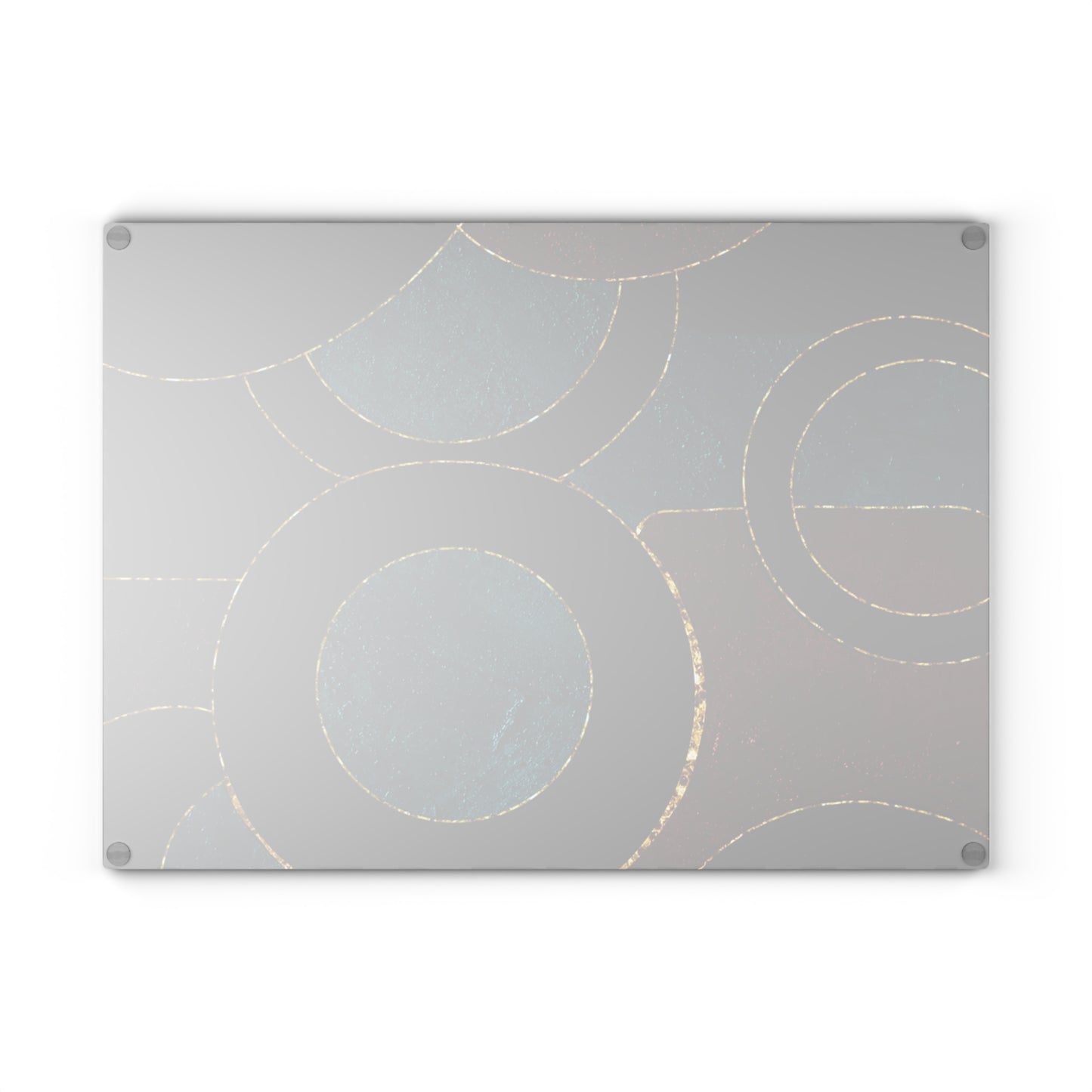 Geometric Circles Glass Cutting Board — Modern Teal & Burgundy Kitchen Decor