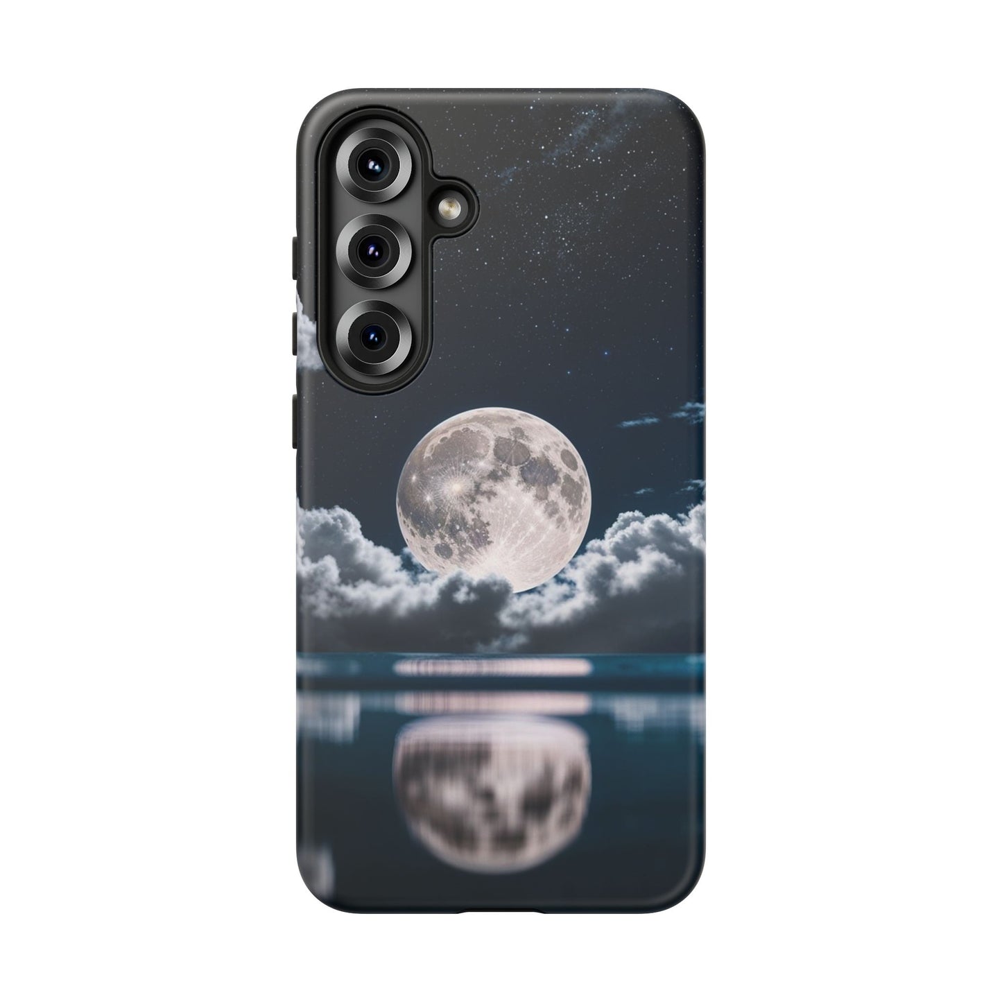Moonlit Reflection Phone Case — Night Sky Moon & Clouds Tough Case