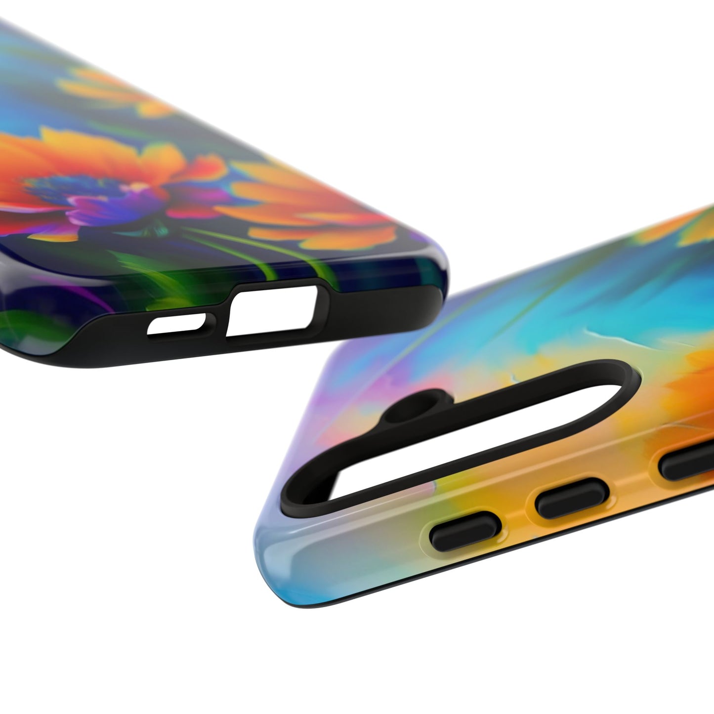 Floral Sunset Tough Phone Case — Vibrant Watercolor Flowers Protective Cover