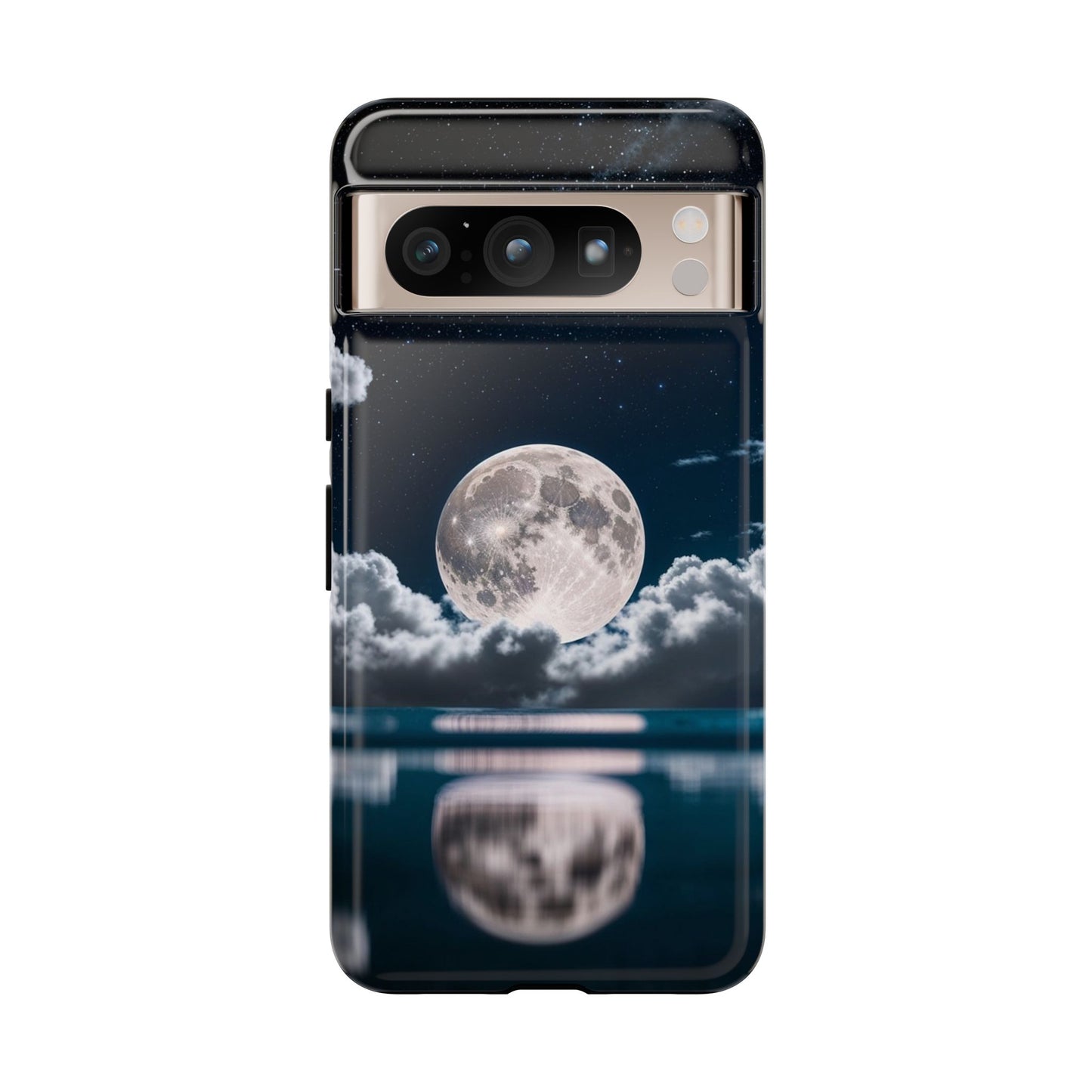 Moonlit Reflection Phone Case — Night Sky Moon & Clouds Tough Case