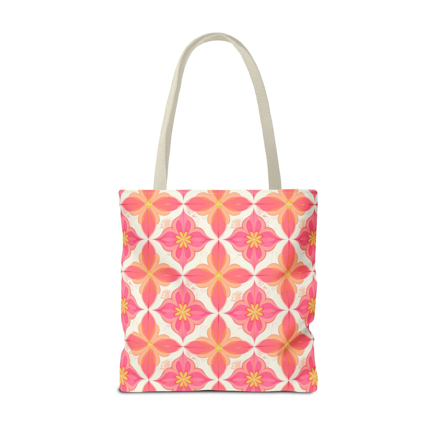 Pink Floral Geometric Tote Bag —  Reusable Shopper