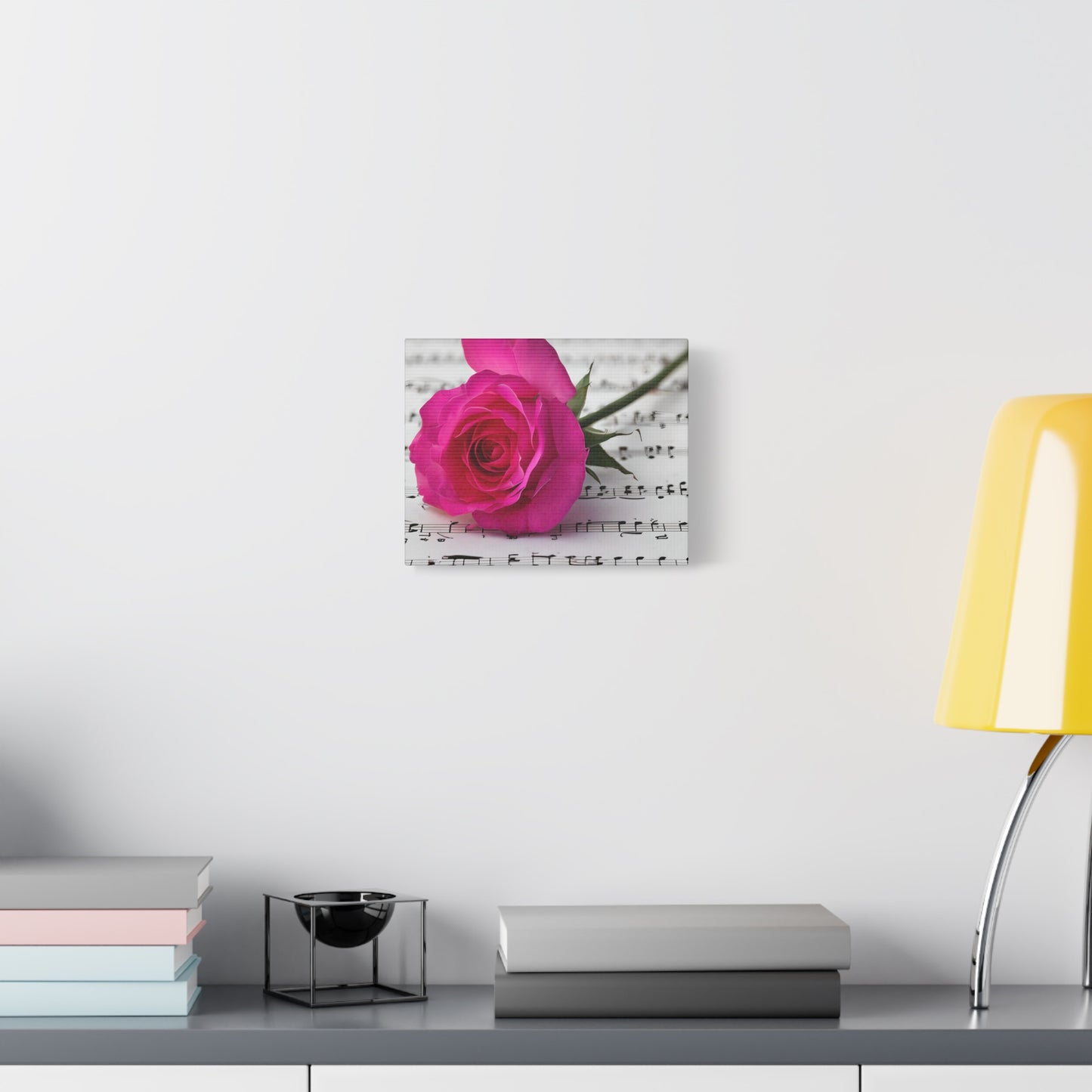 Stretched Canvas Art Print, Classic Rose on Sheet Music, Floral Wall Decor, Home Decoration, Gift for Music Lovers