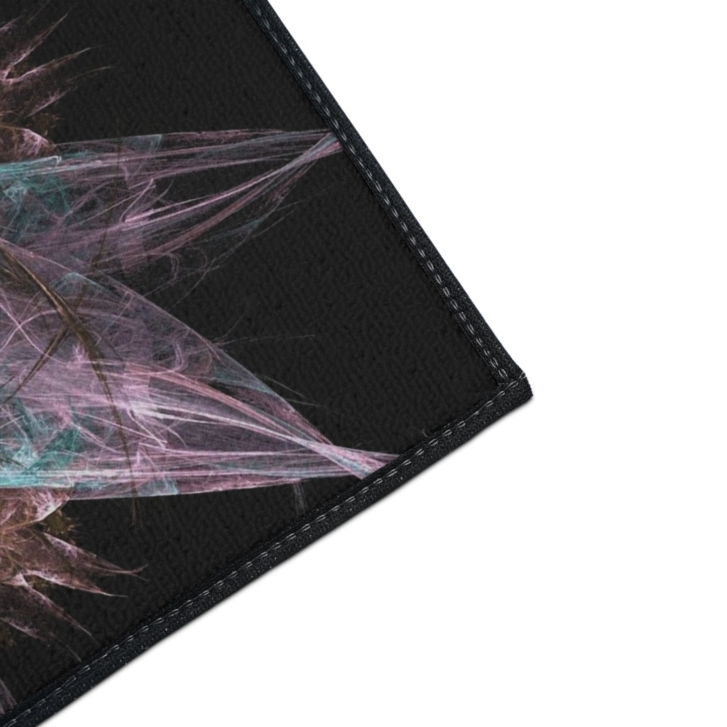 Abstract Floral Mandala Heavy-Duty Floor Mat — Pink Teal Fractal Design