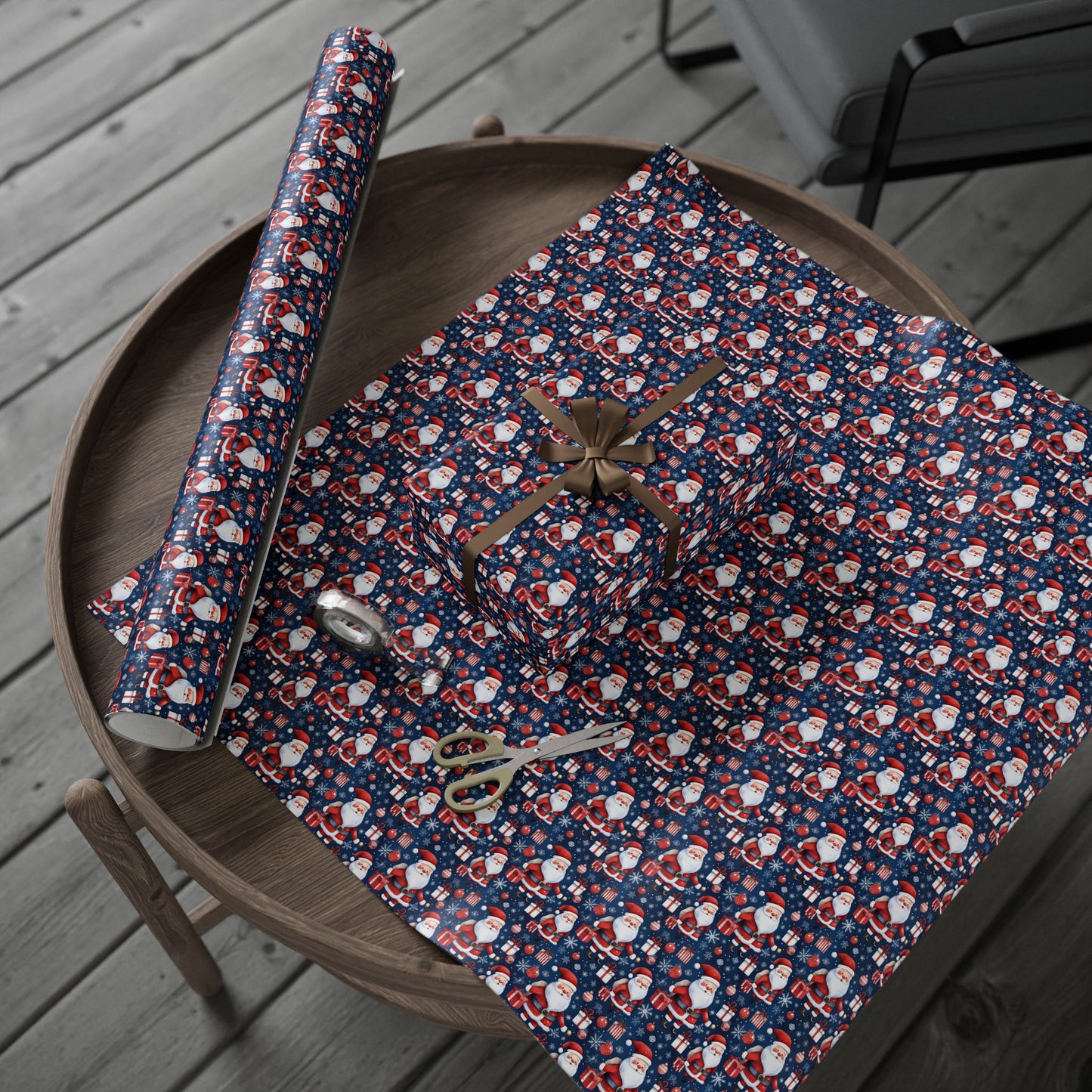 Santa Pattern Wrapping Paper Roll — Festive Christmas Gift Wrap