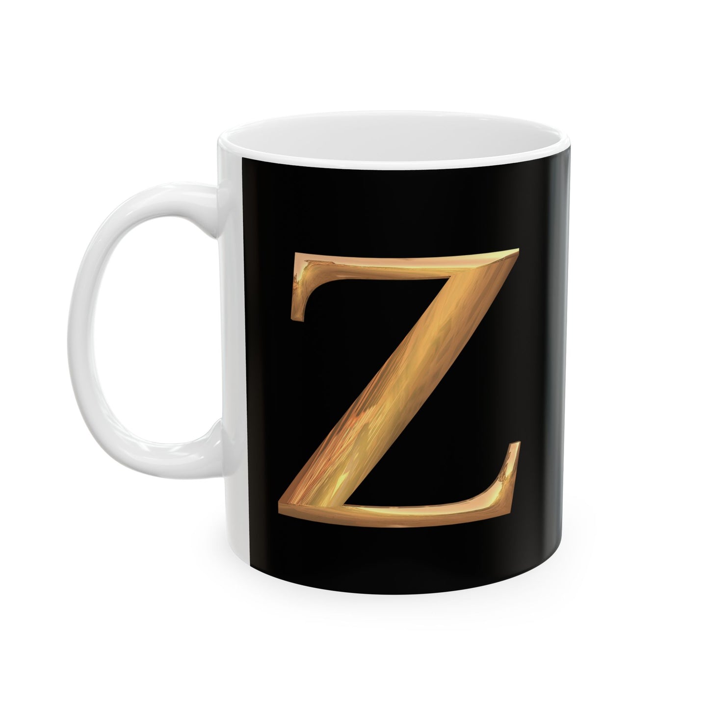Monogram 'Z' Red Gold Heart Ceramic Mug – Personalized Initial Coffee Cup (11oz, 15oz)