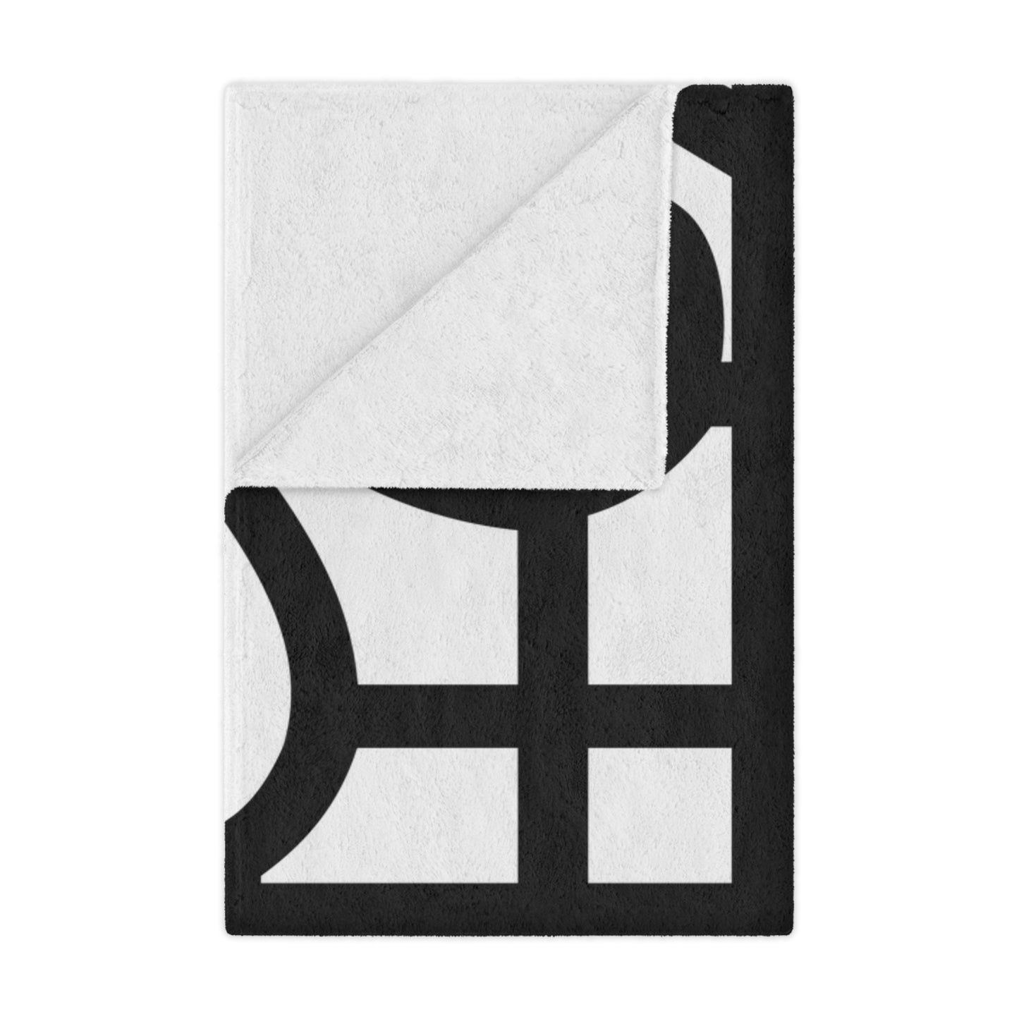 Geometric Scrolled Minky Blanket — Black & White Decorative Throw