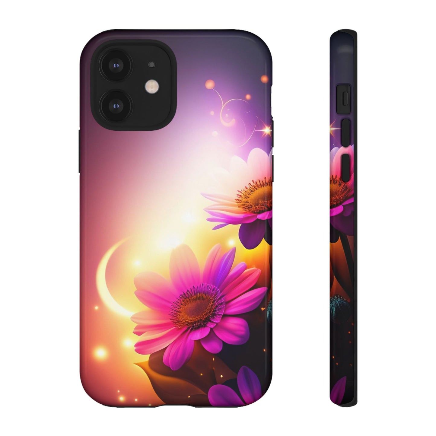 Floral Moonlight Phone Case – Purple Daisy Protective Cover