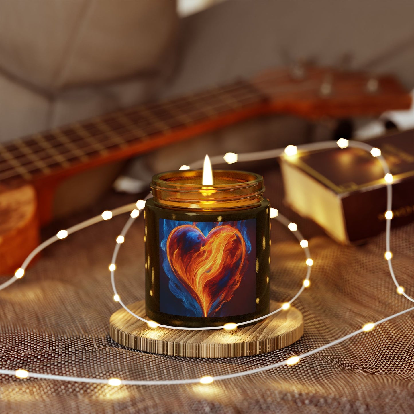 Coconut Apricot Scented Candle — Fiery Heart Jar (4oz/9oz)