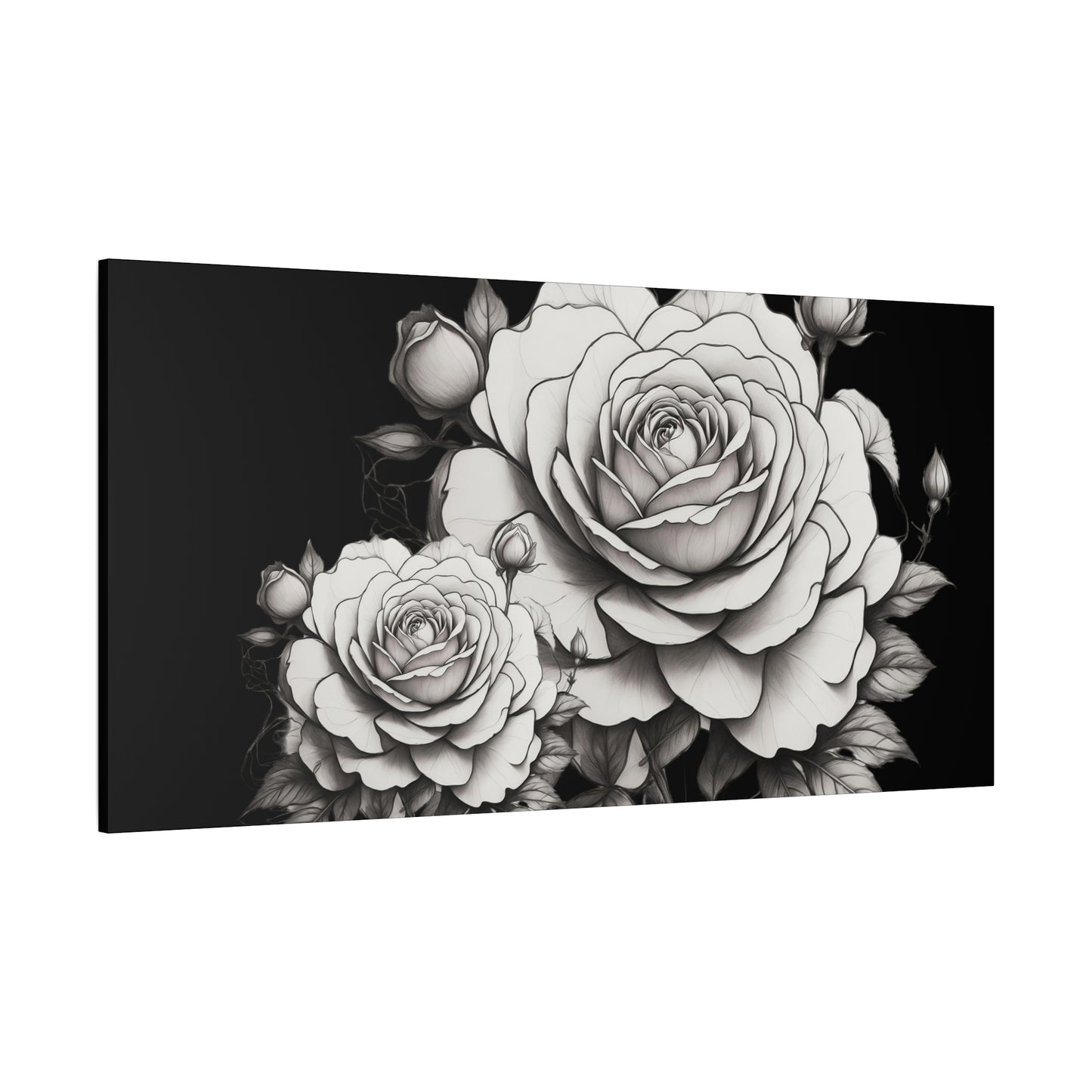 Monochrome Rose Canvas Print — Black & White Floral Wall Art