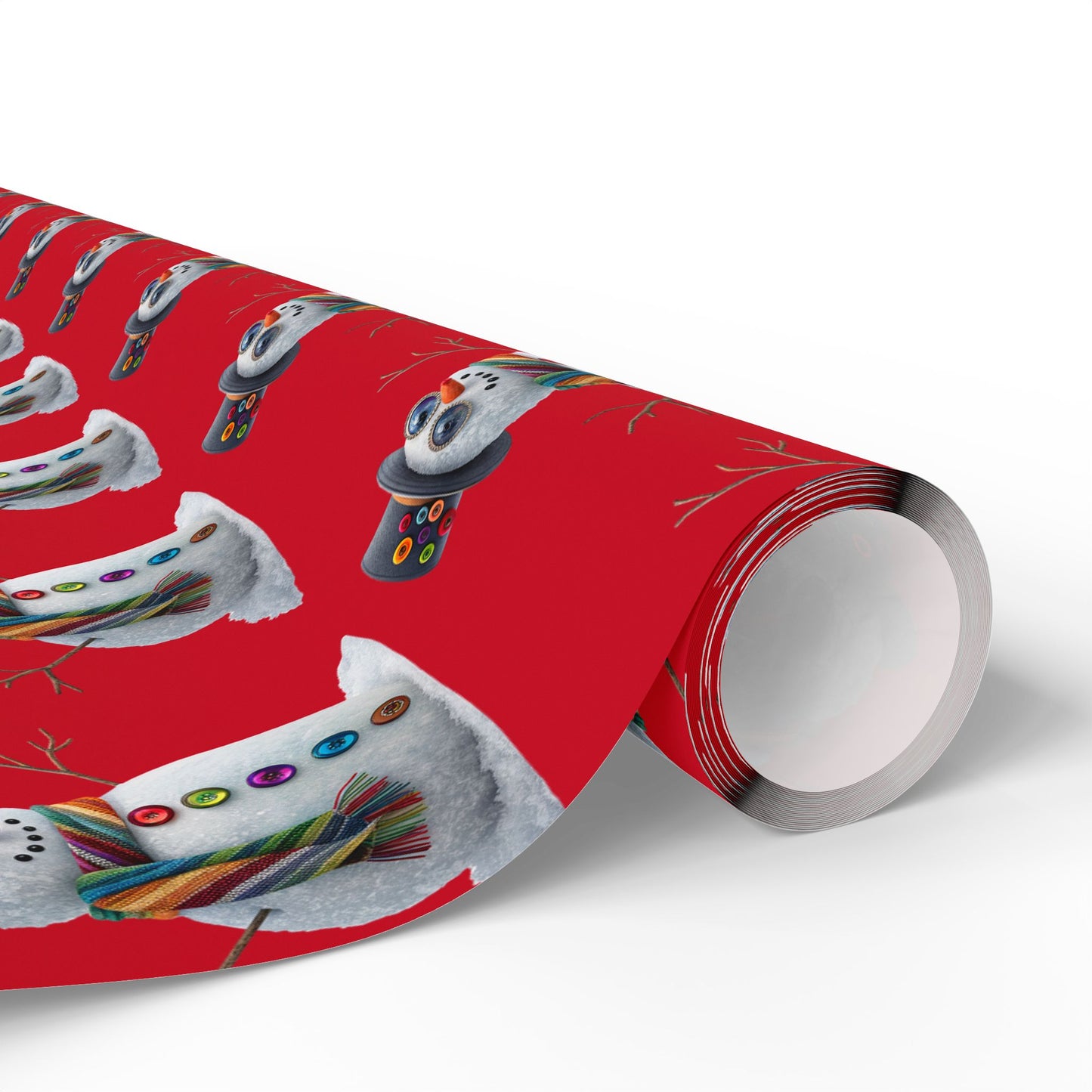 Red Snowman Wrapping Paper Roll – Festive Holiday Gift Wrap with Cute Snowmen Pattern