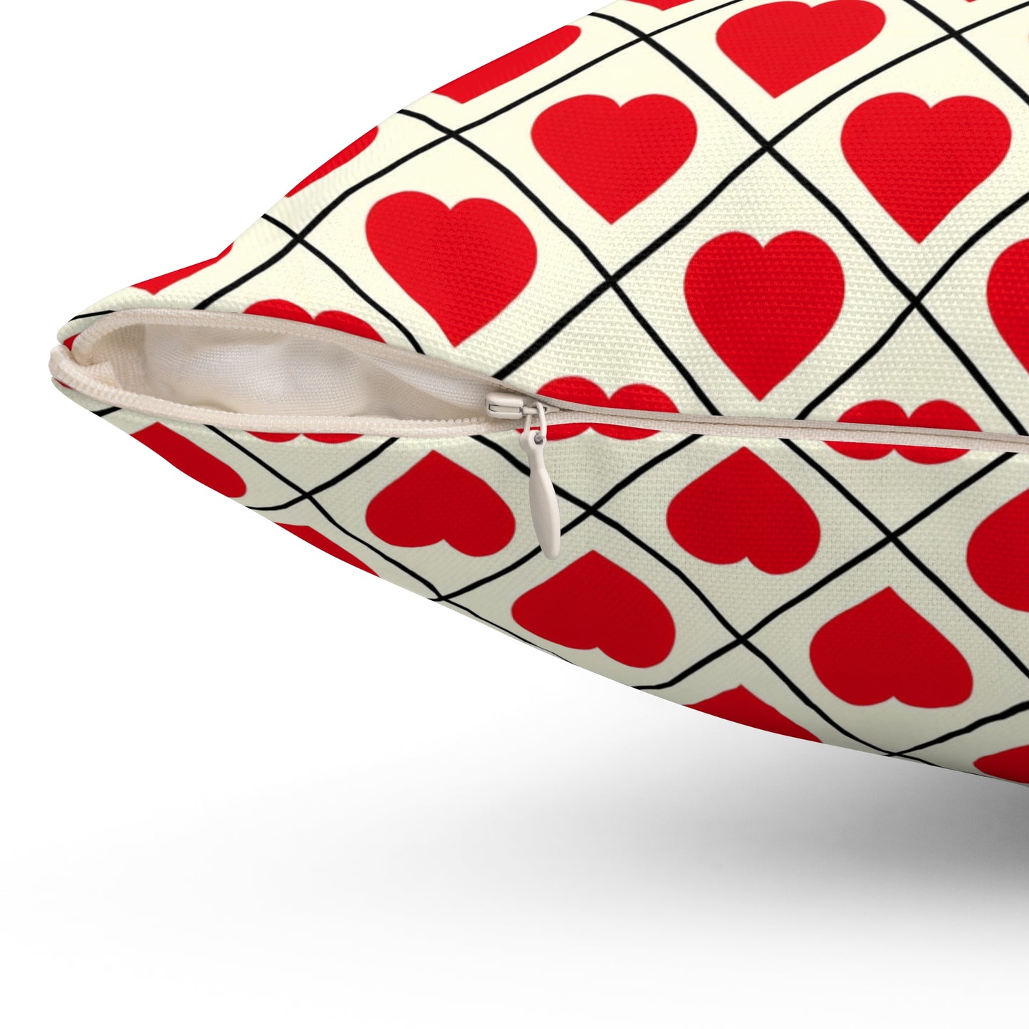 Red Heart Pattern Pillow – Valentine’s Decorative Throw Pillow