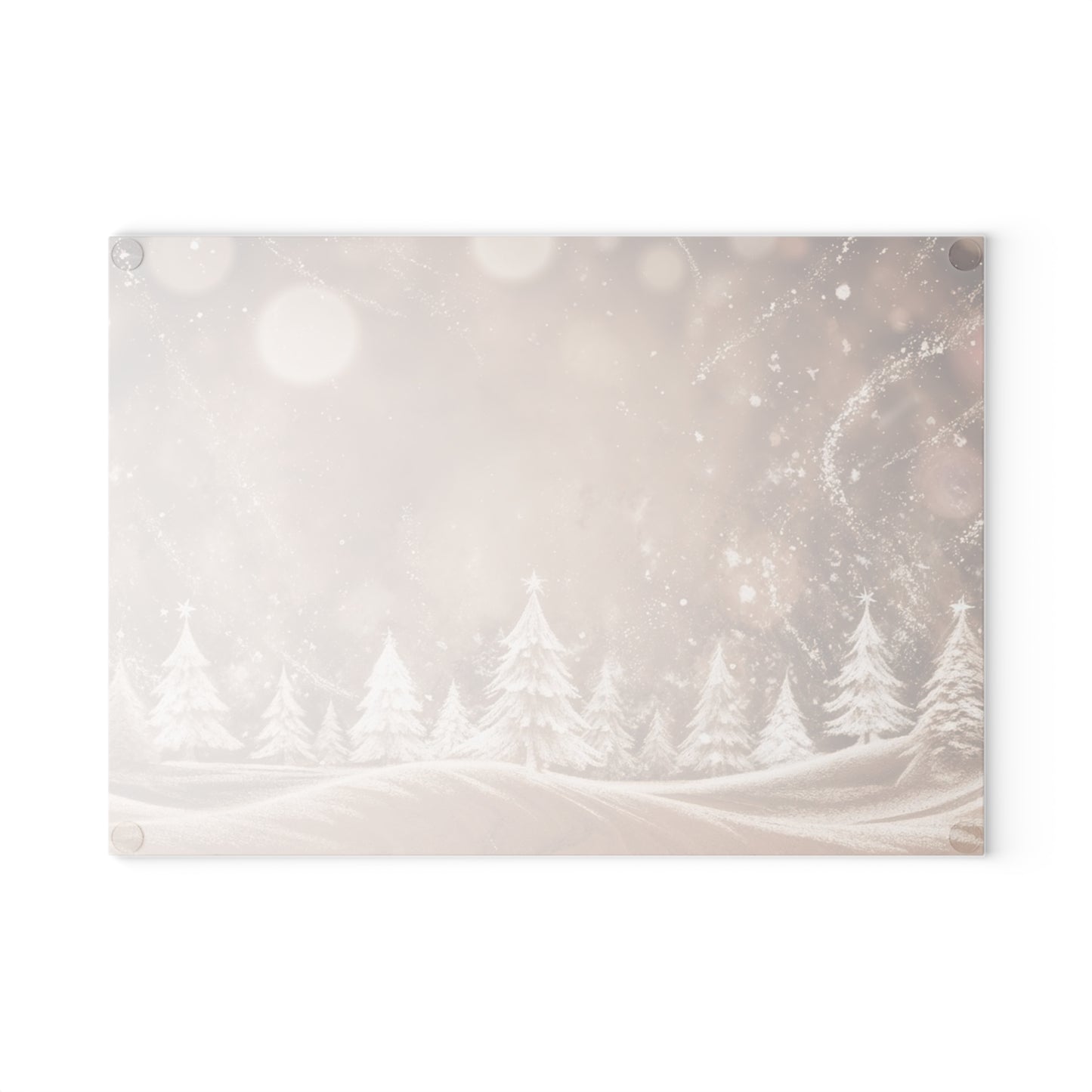 Winter Wonderland Glass Cutting Board – Snowy Pine Trees Holiday Kitchen Decor