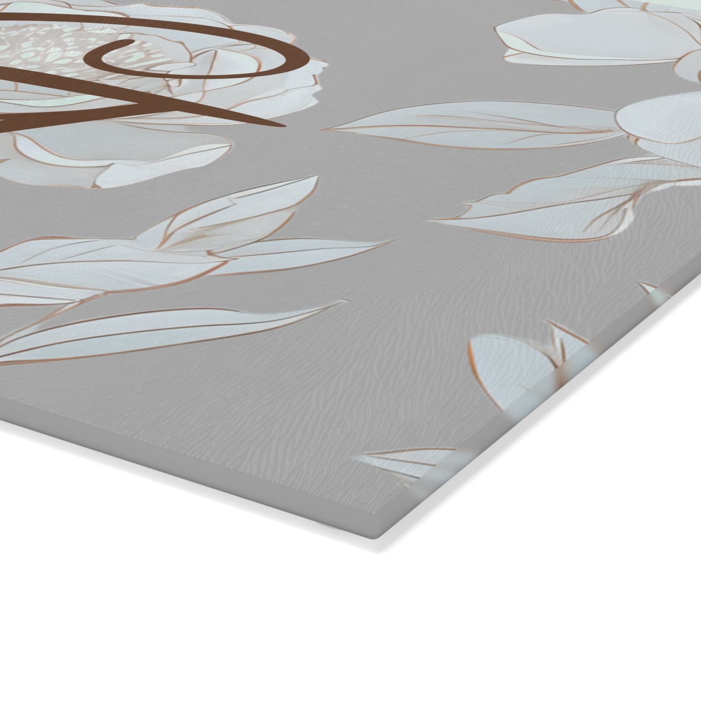 Personalized Floral Glass Cutting Board Letter G