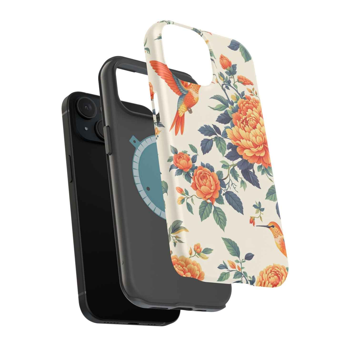 Floral Hummingbird Magnetic Phone Case — Impact-Resistant Protective Cover