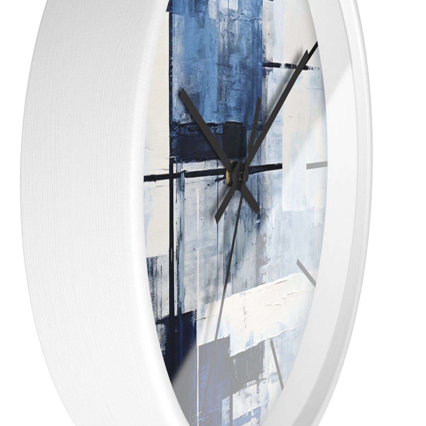 Abstract Blue Geometric Wall Clock — Modern Minimalist Home Decor