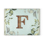Monogram Glass Cutting Board – Rustic Wood 'F' with Greenery Border