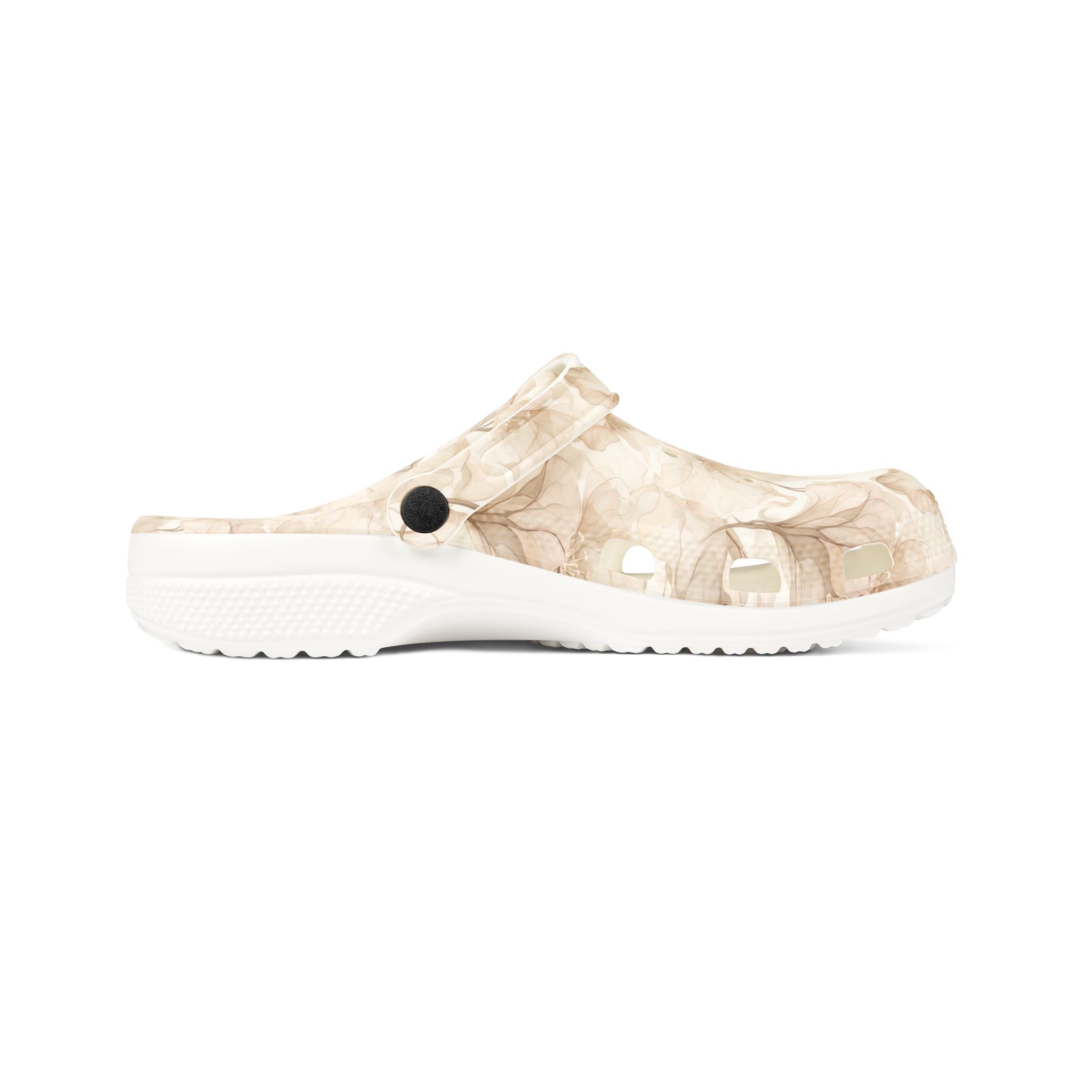 Beige Watercolor Floral Clogs — Lightweight EVA Foam Slip-On Shoes