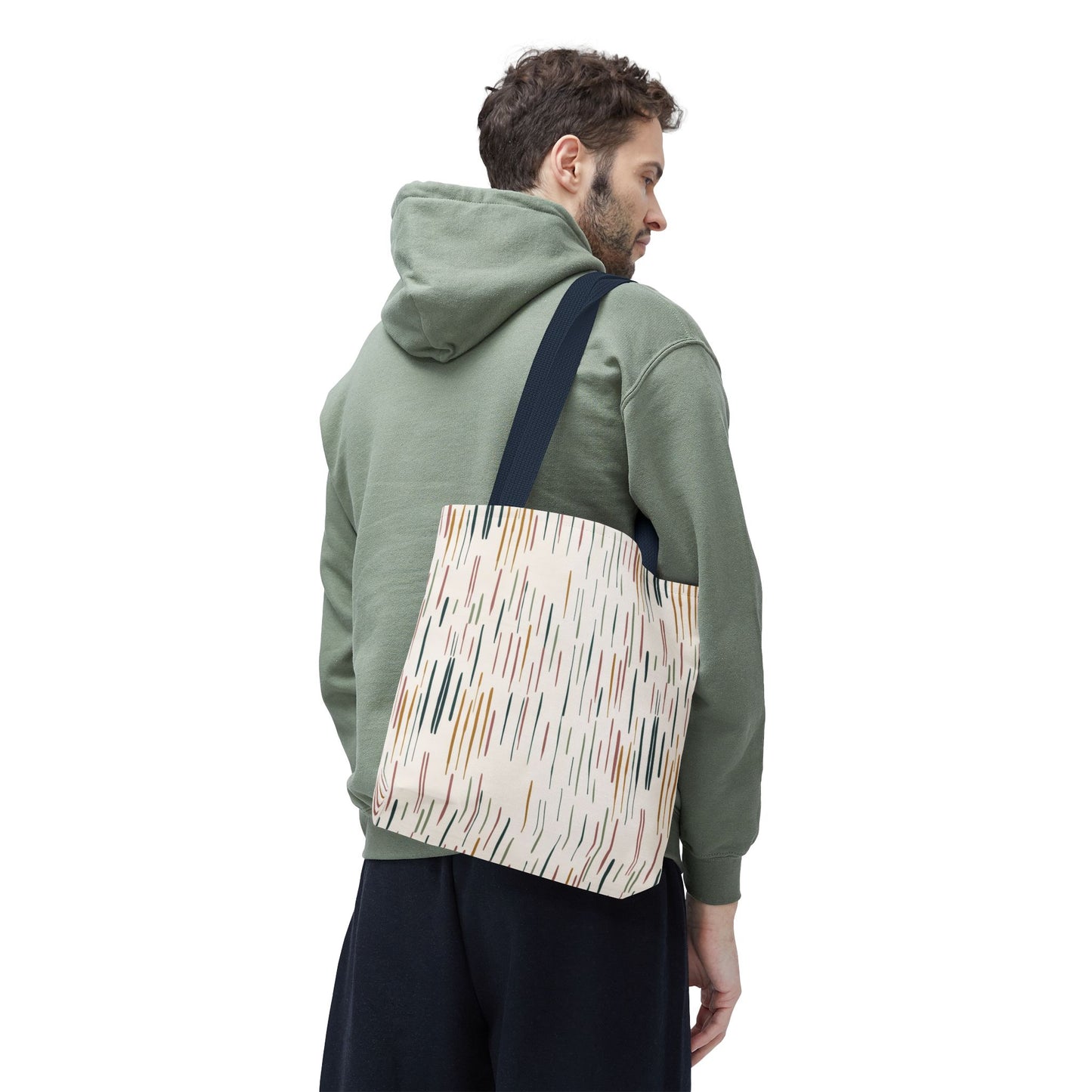 Earth Tones Abstract Stripe Tote Bag — Minimalist Boho Canvas Shopper